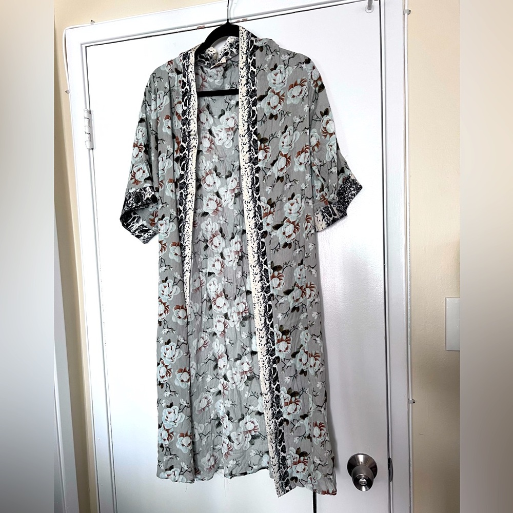 Pol Open Kimono With Tassel Drawstring - image 1